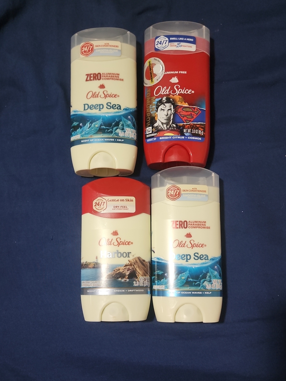 4 bulk old spice Deodorant Stick - Deep Sea & Harbor Scents (White, Red)